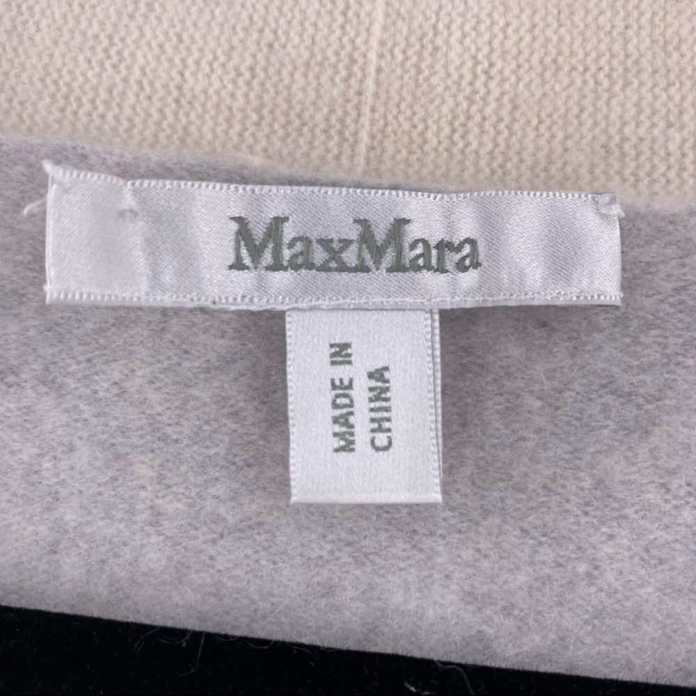 MaxMara 100% Cashmere Cardigan Sweater Womens Size Small Gray Cream Pockets - Picture 3 of 4